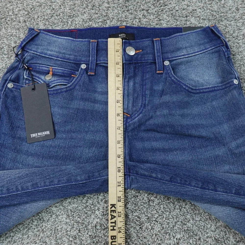 NEW True Religion Shorts Mens 30 Dark Blue Denim Jean Jorts Rocco Relaxed Skinny